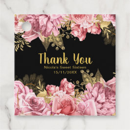 Etiquetas Para Recuerdos Elegant Pink and Gold Flowers Sweet Sixteen 