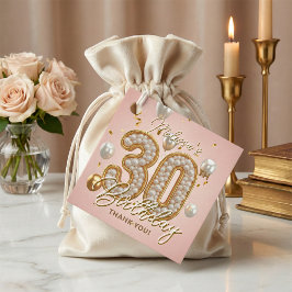 Etiquetas Para Recuerdos Elegant Pink Gold Pearls Balloons 30th Birthday