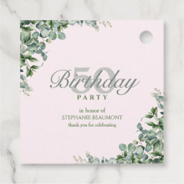 Etiquetas Para Recuerdos Elegant Pink Green Flower Women's 50th Birthday 