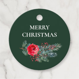 Etiquetas Para Recuerdos Elegant Watercolor Floral Merry Christmas