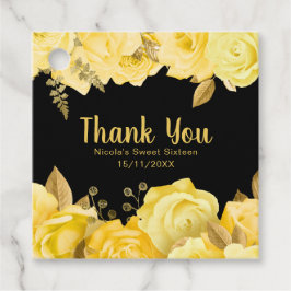Etiquetas Para Recuerdos Elegant Yellow and Gold Flowers Sweet Sixteen