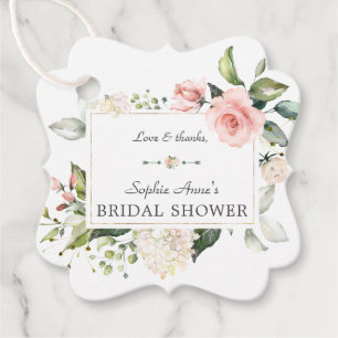 Etiquetas Para Recuerdos Elegante acuarela color rosa Rubor Floral Bridal D