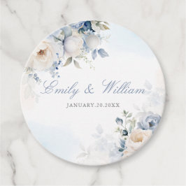 Etiquetas Para Recuerdos Elegante acuarela Dusty Blue Floral Boda