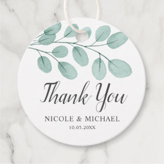 Etiquetas Para Recuerdos Elegante acuarela Eucalyptus Boda Gracias