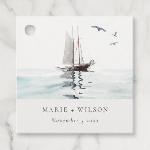 Etiquetas Para Recuerdos Elegante acuarela Nautical Yacht Boda