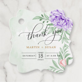 Etiquetas Para Recuerdos Elegante acuarela Purple Blooms Bouquet Boda