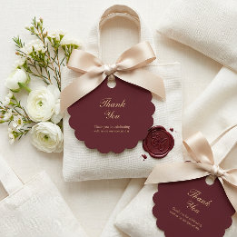Etiquetas Para Recuerdos Elegante Agradecimiento de Boda en Burgundy Dorado