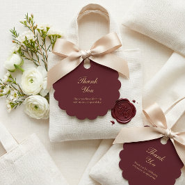 Etiquetas Para Recuerdos Elegante Agradecimiento de Boda en Burgundy Dorado