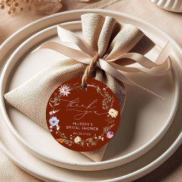 Etiquetas Para Recuerdos Elegante Agradecimiento Floral de Terracota para D