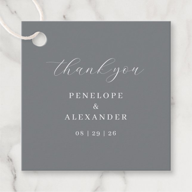 Etiquetas Para Recuerdos Elegante Agradecimiento Tipográfico Gris (Anverso)