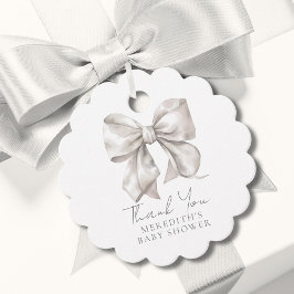 Etiquetas Para Recuerdos Elegante Baby Shower Bow Blanco