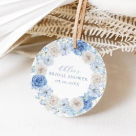 Etiquetas Para Recuerdos Elegante Baby Shower Floral Azul