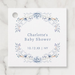 Etiquetas Para Recuerdos Elegante Baby Shower Floral Azul Flor Azul Inviern