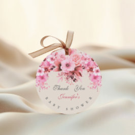 Etiquetas Para Recuerdos Elegante Baby Shower Floral Rosa Gracias