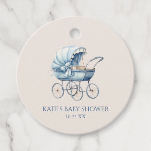 Etiquetas Para Recuerdos Elegante Baby Shower Vintage Blue Vintage