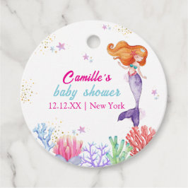 Etiquetas Para Recuerdos Elegante Bajo La Sirenita De Mar Coral Baby Shower