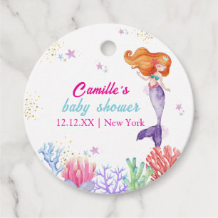 Etiquetas Para Recuerdos Elegante Bajo La Sirenita De Mar Coral Baby Shower