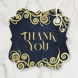 Etiquetas Para Recuerdos Elegante Barroco Azul Marino y Dorado Boda Clásica