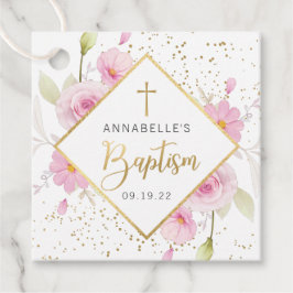 Etiquetas Para Recuerdos Elegante Bautismo Floral Gracias