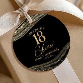 Etiquetas Para Recuerdos Elegante Black Gold Agate 18th Birthday Party