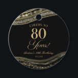 Etiquetas Para Recuerdos Elegante Black Gold Agate 80th Birthday Party<br><div class="desc">¡Estas son elegantes etiquetas favoritas de la fiesta de cumpleaños 80 de la Agate de Oro Negro!</div>