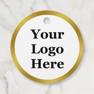 Etiquetas Para Recuerdos Elegante blanco y falso oro tu logotipo aquí