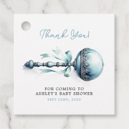 Etiquetas Para Recuerdos Elegante Blue Baby Rattle Boy Baby Shower