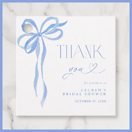 Etiquetas Para Recuerdos Elegante Blue Bow Bridal Shower Script Gracias