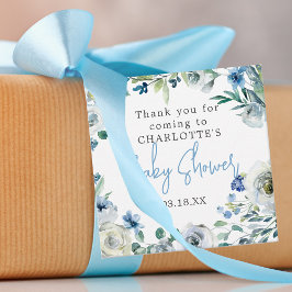 Etiquetas Para Recuerdos Elegante Blue Floral Boy Baby Shower