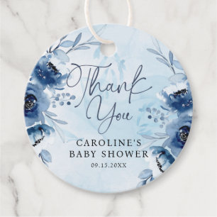 Etiquetas Para Recuerdos Elegante Blue Flowers Boy Baby Shower