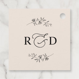 Etiquetas Para Recuerdos Elegante Blush Terroso Monograma Boda Agradecimien