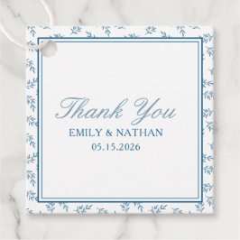 Etiquetas Para Recuerdos Elegante Boda Azul Jardín Personalizado Gracias