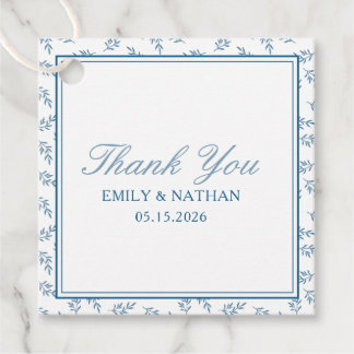 Etiquetas Para Recuerdos Elegante Boda Azul Jardín Personalizado Gracias