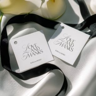 Etiquetas Para Recuerdos Elegante Boda de Amor y Agradecimiento en Blanco y