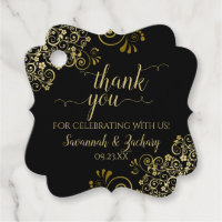 Elegante Boda de Black & Gold Frilly Gracias