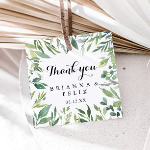 Etiquetas Para Recuerdos Elegante Boda de caligrafía de follaje verde tropi