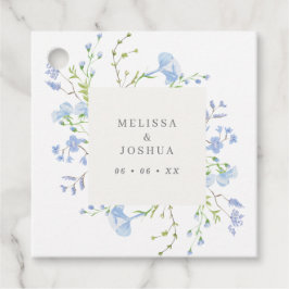 Etiquetas Para Recuerdos Elegante Boda de color azul claro azul de flores