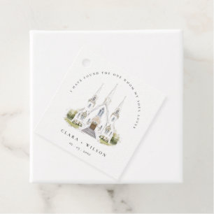 Etiquetas Para Recuerdos Elegante Boda de Iglesia Católica de Acuarela