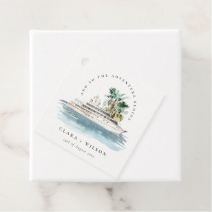 Etiquetas Para Recuerdos Elegante Boda de la Palm Seascape del Barco de Cru