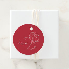 Etiquetas Para Recuerdos Elegante Boda de Monograma de Peones Rojos
