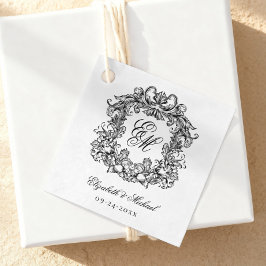 Etiquetas Para Recuerdos Elegante Boda de Monograma Script Escudo