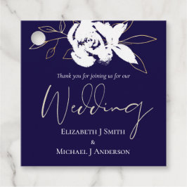 Etiquetas Para Recuerdos Elegante Boda de oro blanco azul de la Marina