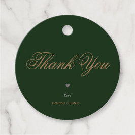 Etiquetas Para Recuerdos Elegante Boda de oro verde esmeralda clásico