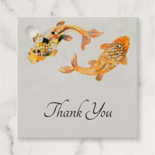 Etiquetas Para Recuerdos Elegante Boda de pescado de Koi Gold