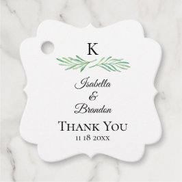 Etiquetas Para Recuerdos Elegante Boda de verde monograma