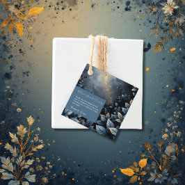 Etiquetas Para Recuerdos Elegante Boda del Bosque Azul y Oro de Medianoche