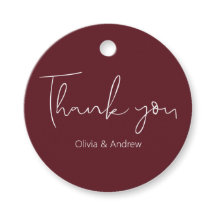 Elegante Boda Dibujada a Mano Burgundy Gracias 