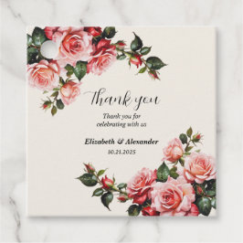Etiquetas Para Recuerdos Elegante boda floral de rosas rosas rosas y rojas