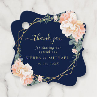 Etiquetas Para Recuerdos Elegante Boda floral de Rubor de oro azul de la ma