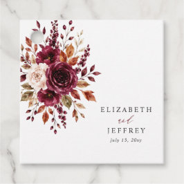 Etiquetas Para Recuerdos Elegante Boda Floral Otoño Burgundy Boho